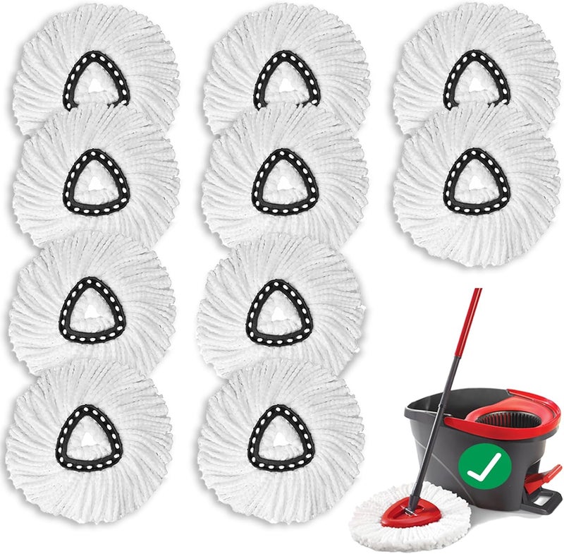 XHMAXE 10 PCS Spin Mop Replacement Head,100% Microfiber Mop Heads Replacements with Triangle Spin Mop Head, 360 Degree Round Spin Mop Replacement Head for Easy House Cleaning Floor Mopping - Image 1